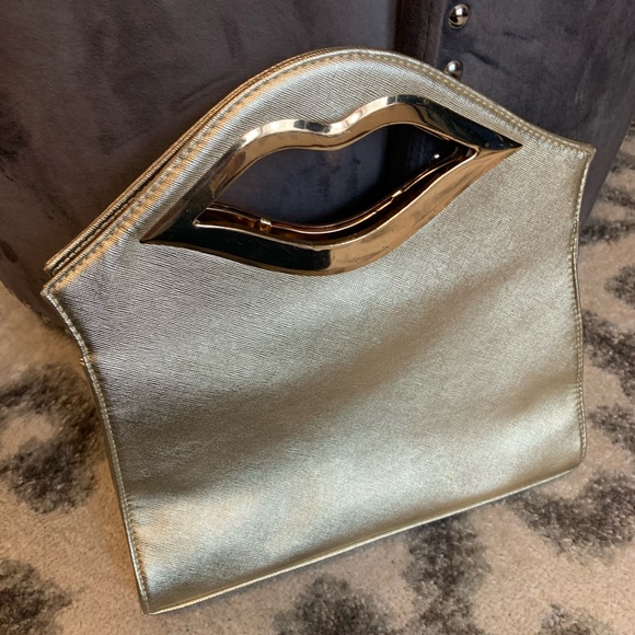 Gold lip handbag - Picture 2 of 4